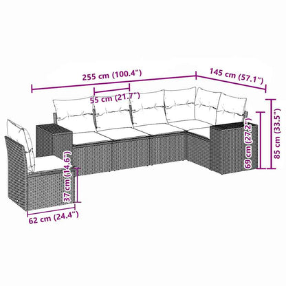 Set Divano da Giardino 6pz con Cuscini Grigio Chiaro Polyrattan - homemem39