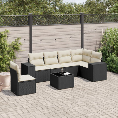 Set Divani da Giardino con Cuscini 7pz Nero Polyrattan - homemem39