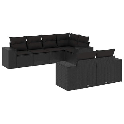 Set Divani da Giardino con Cuscini 7pz Nero Polyrattan | homemem39