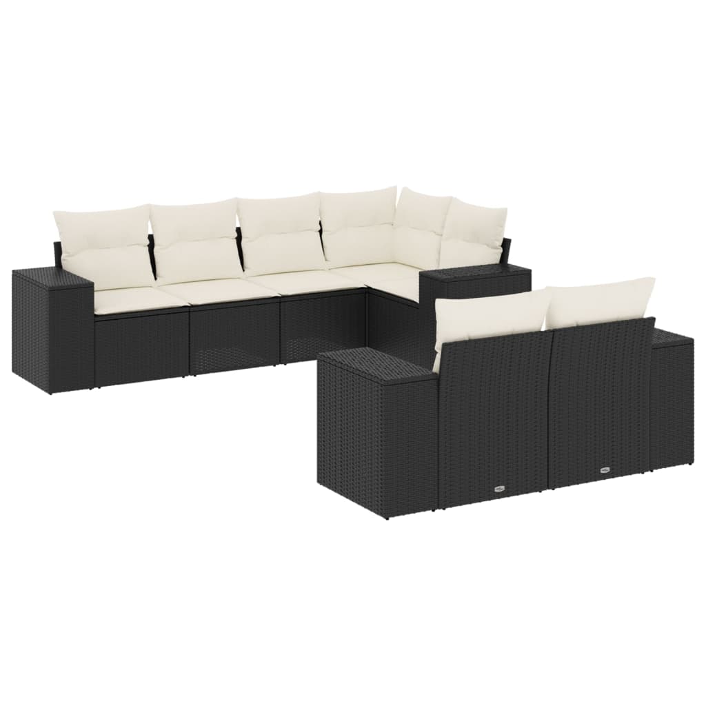 Set Divani da Giardino con Cuscini 7pz Nero Polyrattan - homemem39