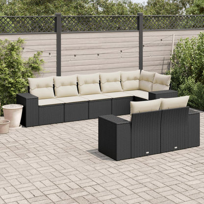 Set Divani da Giardino con Cuscini 8 pz Nero in Polyrattan - homemem39