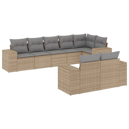 Set Divano da Giardino 8 pz con Cuscini Beige in Polyrattan - homemem39