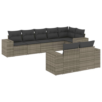 Set Divano da Giardino 8 pz con Cuscini Grigio in Polyrattan - homemem39