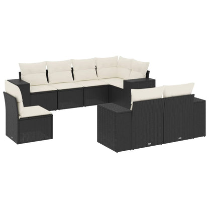Set Divani da Giardino con Cuscini 8 pz Nero in Polyrattan - homemem39