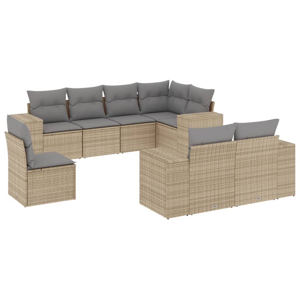 Set Divano da Giardino 8 pz con Cuscini Beige in Polyrattan - homemem39