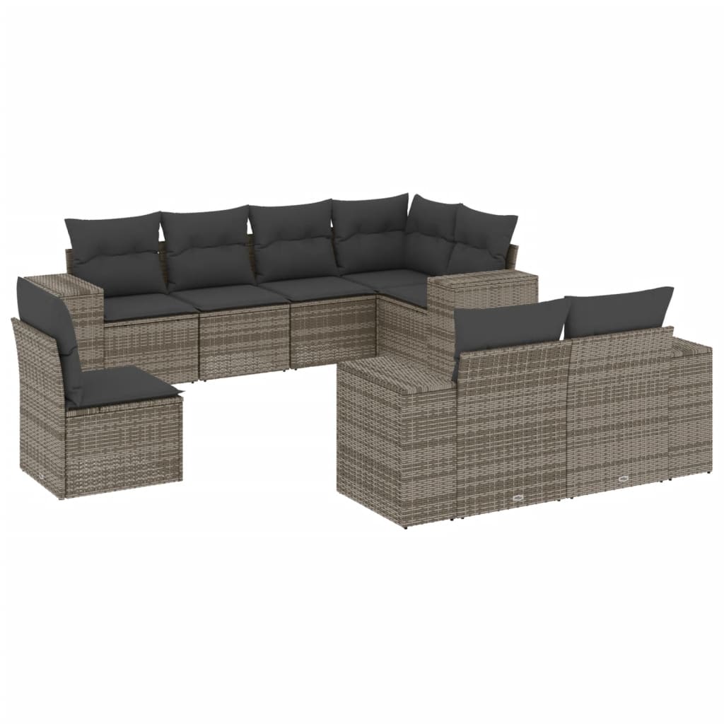 Set Divano da Giardino 8 pz con Cuscini Grigio in Polyrattan - homemem39