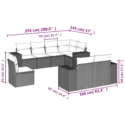 Set Divani da Giardino 8 pz con Cuscini Marrone in Polyrattan - homemem39