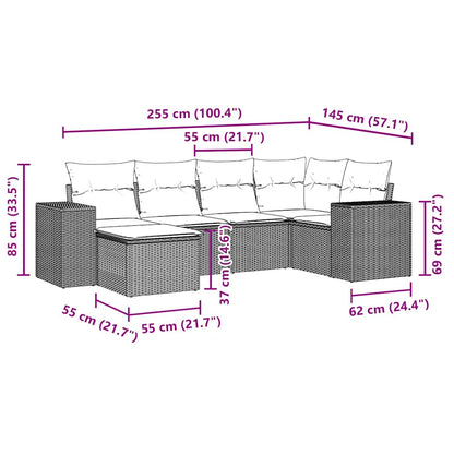 Set Divano da Giardino 6pz con Cuscini Grigio Chiaro Polyrattan - homemem39