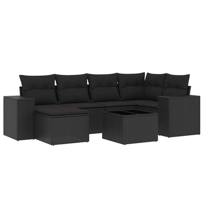 Set Divani da Giardino con Cuscini 7pz Nero Polyrattan - homemem39