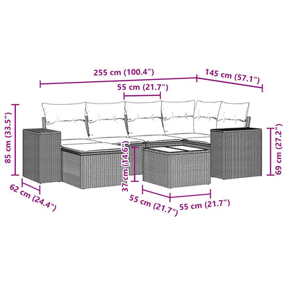 Set Divani da Giardino 7pz con Cuscini Grigio Chiaro Polyrattan - homemem39