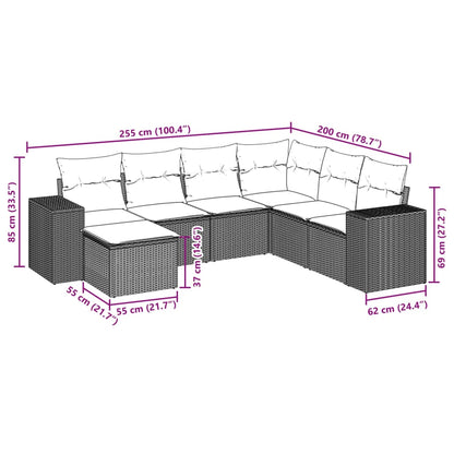Set Divani da Giardino con Cuscini 7pz Nero Polyrattan - homemem39
