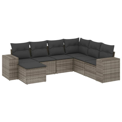 Set Divani da Giardino 7 pz con Cuscini Grigio in Polyrattan - homemem39