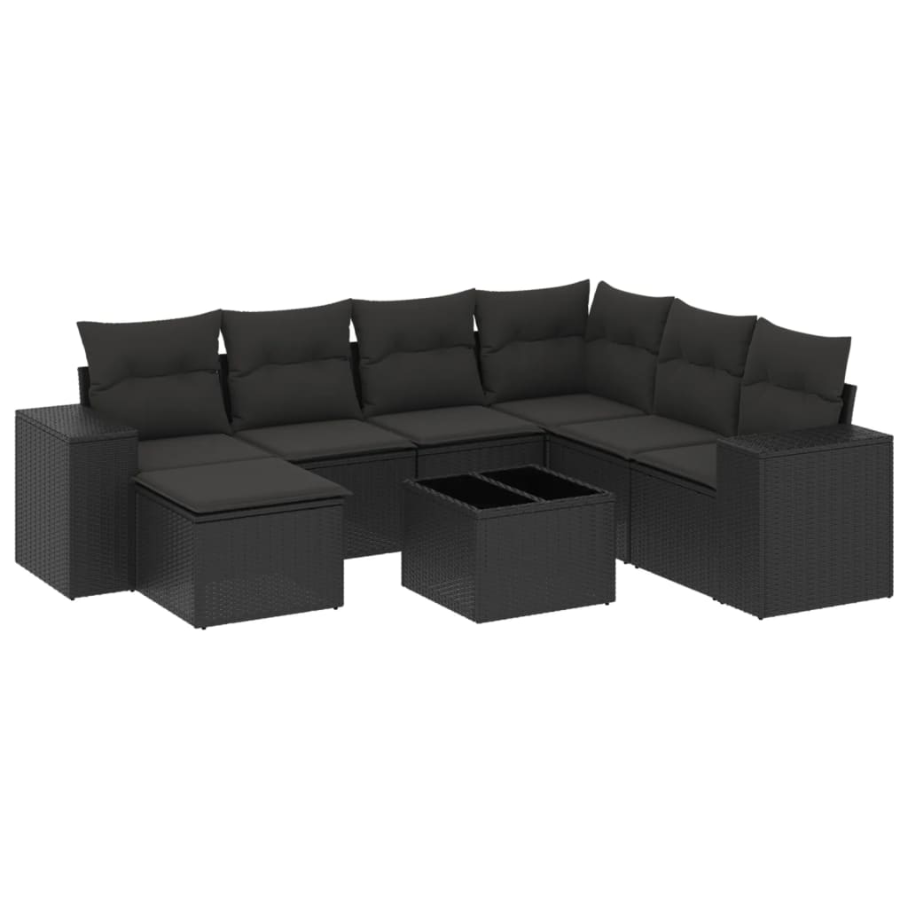 Set Divani da Giardino con Cuscini 8 pz Nero in Polyrattan - homemem39