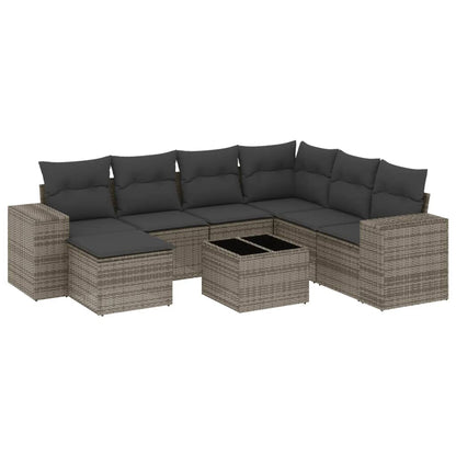 Set Divano da Giardino 8 pz con Cuscini Grigio in Polyrattan - homemem39