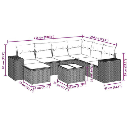 Set Divano da Giardino 8pz con Cuscini Grigio Chiaro Polyrattan - homemem39