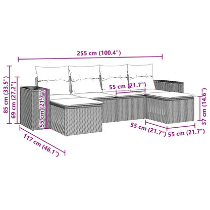 Set Divano da Giardino 6pz con Cuscini Grigio Chiaro Polyrattan - homemem39
