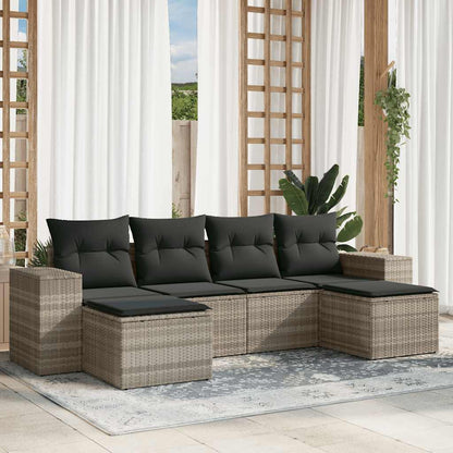Set Divano da Giardino 6pz con Cuscini Grigio Chiaro Polyrattan - homemem39