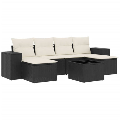 Set Divani da Giardino con Cuscini 7pz Nero Polyrattan - homemem39