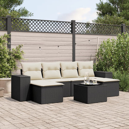 Set Divani da Giardino con Cuscini 7pz Nero Polyrattan - homemem39