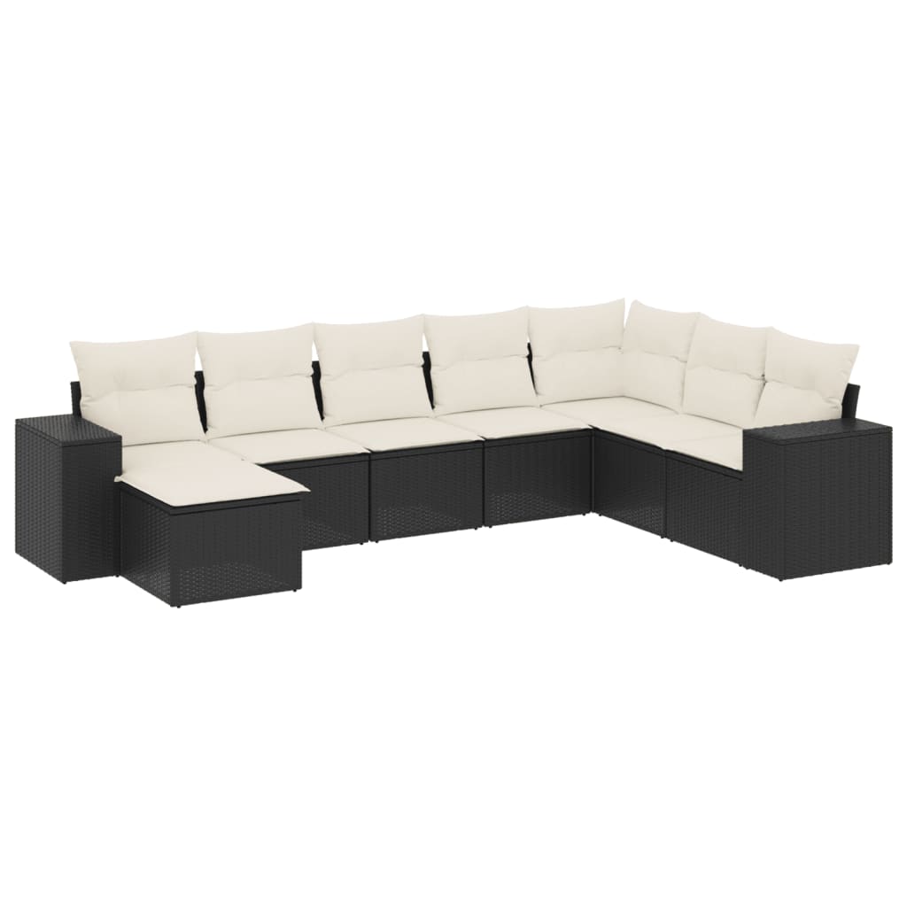 Set Divani da Giardino con Cuscini 8 pz Nero in Polyrattan - homemem39