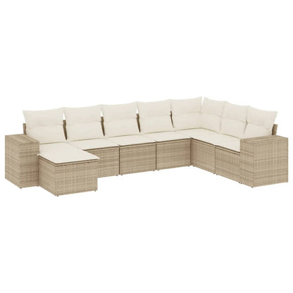 Set Divano da Giardino 8 pz con Cuscini Beige in Polyrattan - homemem39