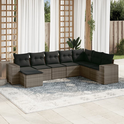 Set Divano da Giardino 8 pz con Cuscini Grigio in Polyrattan - homemem39