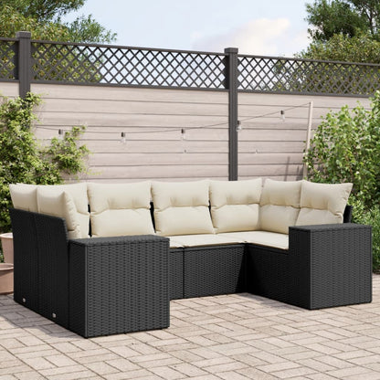 Set Divano da Giardino 6 pz con Cuscini Nero in Polyrattan - homemem39