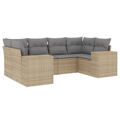 Set Divano da Giardino 6 pz con Cuscini Beige in Polyrattan - homemem39
