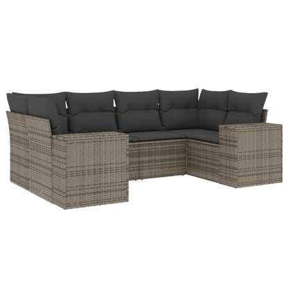 Set Divano da Giardino 6 pz con Cuscini Grigio in Polyrattan - homemem39