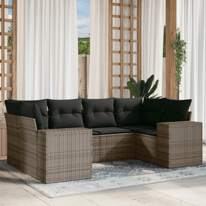 Set Divano da Giardino 6 pz con Cuscini Grigio in Polyrattan - homemem39