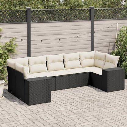 Set Divani da Giardino con Cuscini 7pz Nero Polyrattan - homemem39