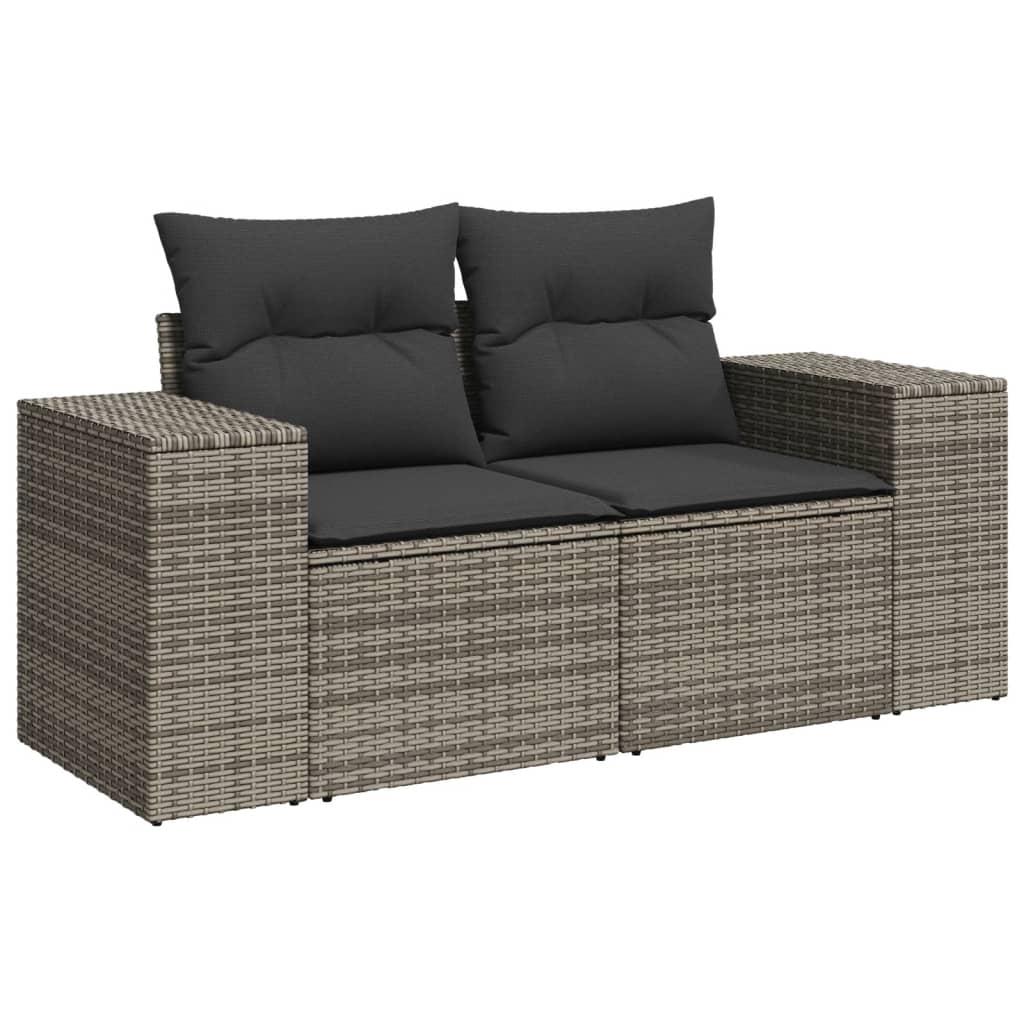 Set Divano da Giardino 10 pz con Cuscini Grigio in Polyrattan - homemem39