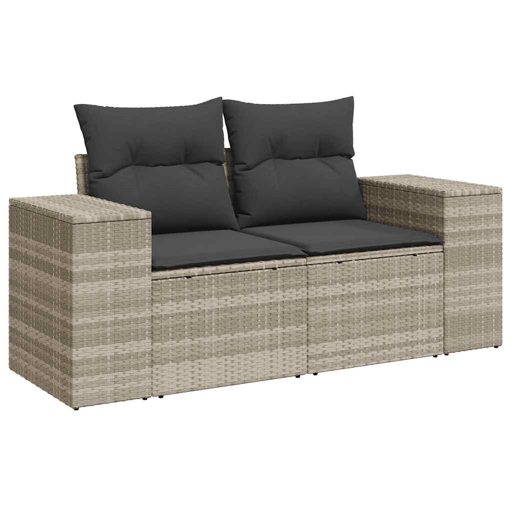 Set Divano Giardino 10 pz con Cuscini Grigio Chiaro Polyrattan - homemem39