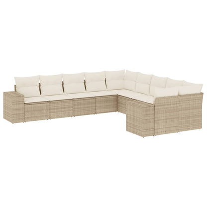 Set Divano da Giardino 10 pz con Cuscini Beige in Polyrattan - homemem39