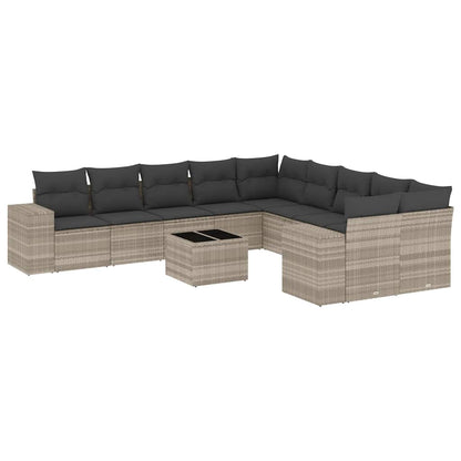 Set Divani da Giardino 11 pz con Cuscini in Polyrattan Grigio - homemem39