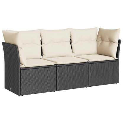 Set Divani da Giardino 3 pz con Cuscini in Polyrattan Nero | homemem39