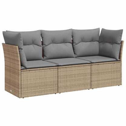 Set Divano da Giardino 3 pz con Cuscini Beige in Polyrattan | homemem39