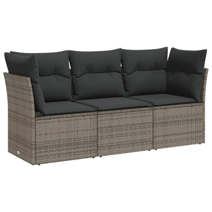 Set Divani da Giardino 3 pz con Cuscini Grigio in Polyrattan | homemem39