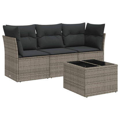Set Divani da Giardino 4 pz con Cuscini in Polyrattan Grigio - homemem39