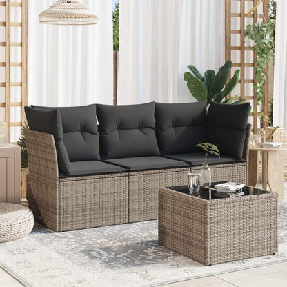 Set Divani da Giardino 4 pz con Cuscini in Polyrattan Grigio - homemem39