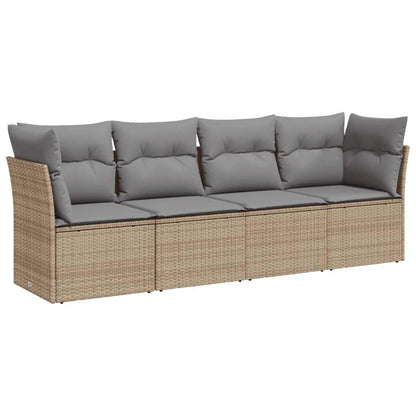 Set Divano da Giardino 4 pz con Cuscini Beige in Polyrattan - homemem39