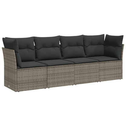 Set Divani da Giardino 4 pz con Cuscini in Polyrattan Grigio | homemem39