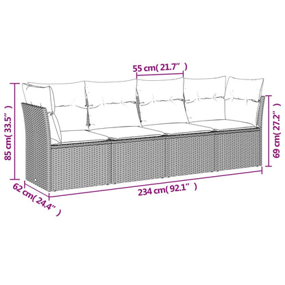 Set Divani da Giardino 4 pz con Cuscini in Polyrattan Grigio | homemem39