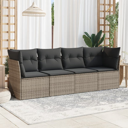 Set Divani da Giardino 4 pz con Cuscini in Polyrattan Grigio | homemem39