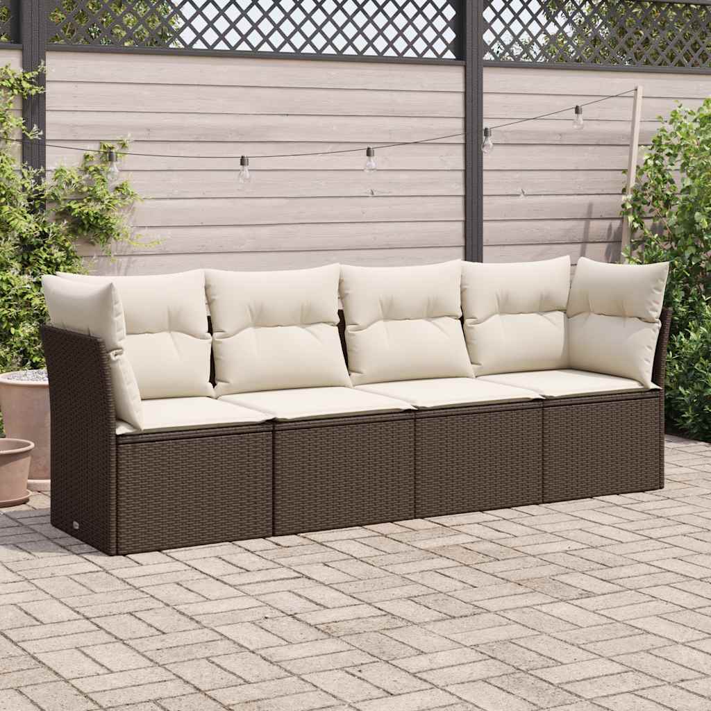 Set Divano da Giardino 4 pz con Cuscini in Polyrattan
