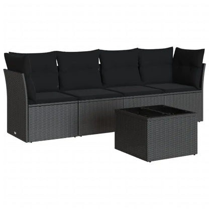 Set Divani da Giardino 5 pz con Cuscini in Polyrattan Nero - homemem39