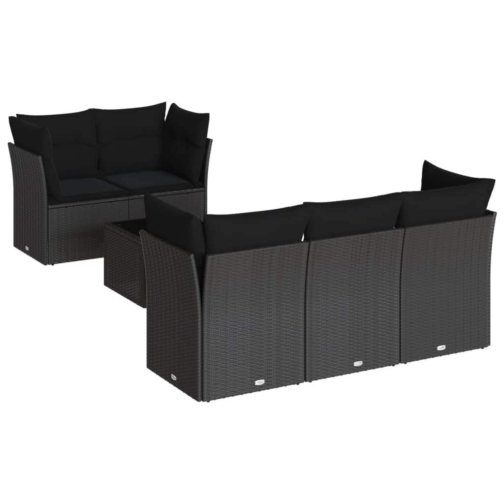 Set Divano da Giardino 6 pz con Cuscini Nero in Polyrattan - homemem39