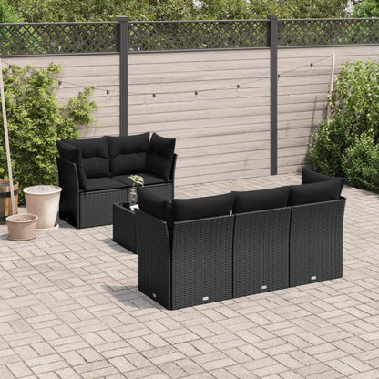 Set Divano da Giardino 6 pz con Cuscini Nero in Polyrattan - homemem39