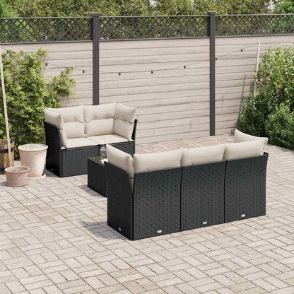 Set Divano da Giardino 6 pz con Cuscini Nero in Polyrattan - homemem39