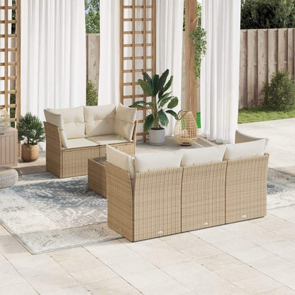 Set Divano da Giardino 6 pz con Cuscini Beige in Polyrattan - homemem39